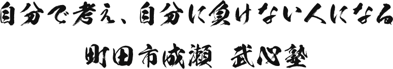 自分で考え、自分に負けない人になる 東京都成瀬 武心塾